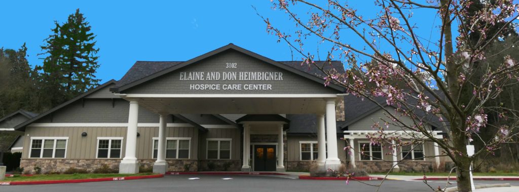 Front exterior photo of the Elaine and Don Heimbigner Hospice Care Center